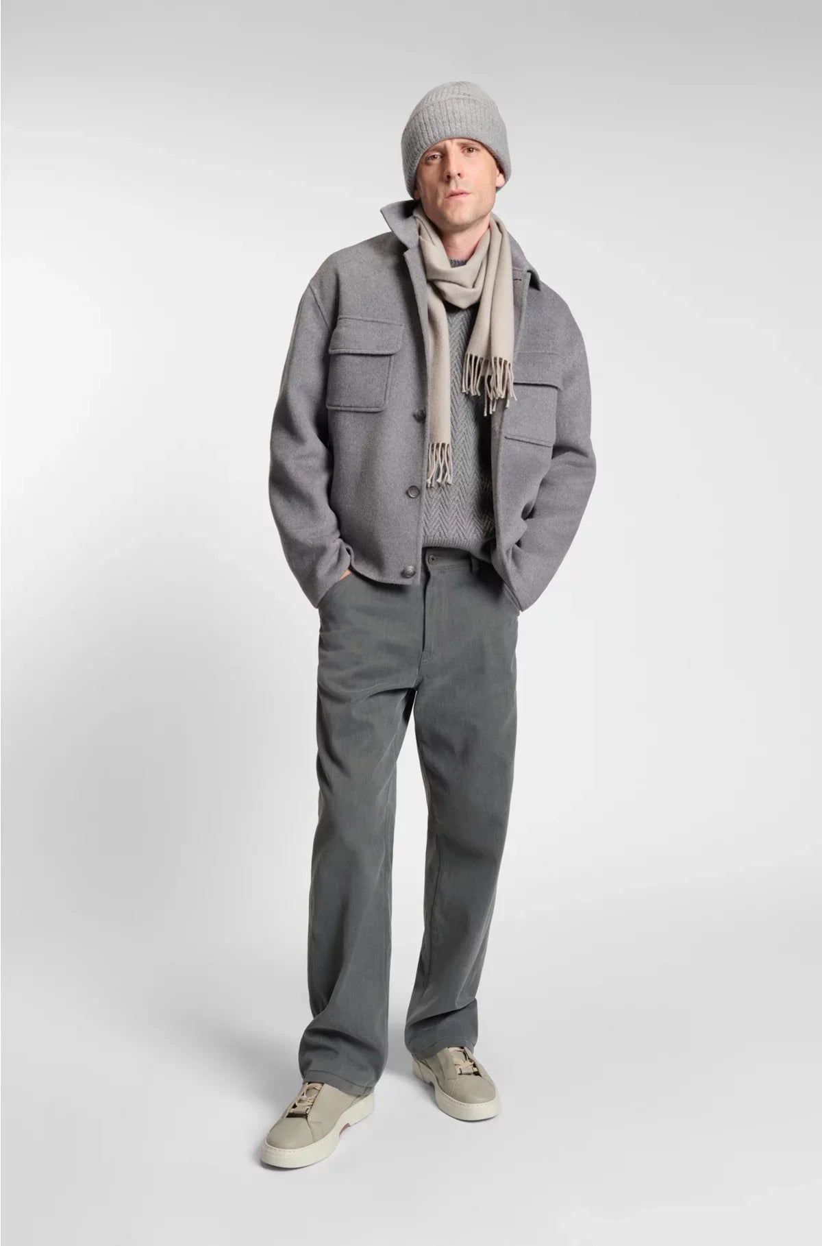 VIRGIN-WOOL SWEATER WITH HERRINGBONE STRUCTURE