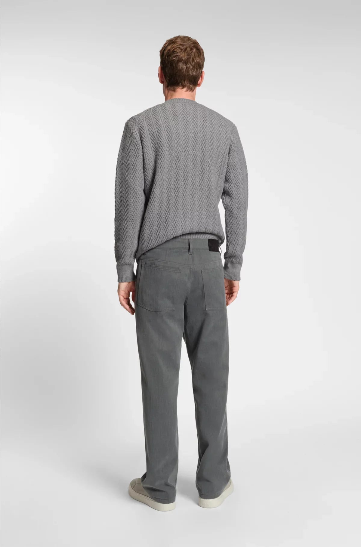 VIRGIN-WOOL SWEATER WITH HERRINGBONE STRUCTURE