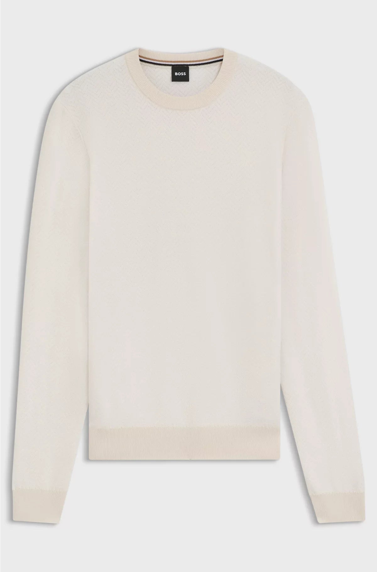 HERRINGBONE-STRUCTURED SWEATER IN VIRGIN WOOL AND COTTON