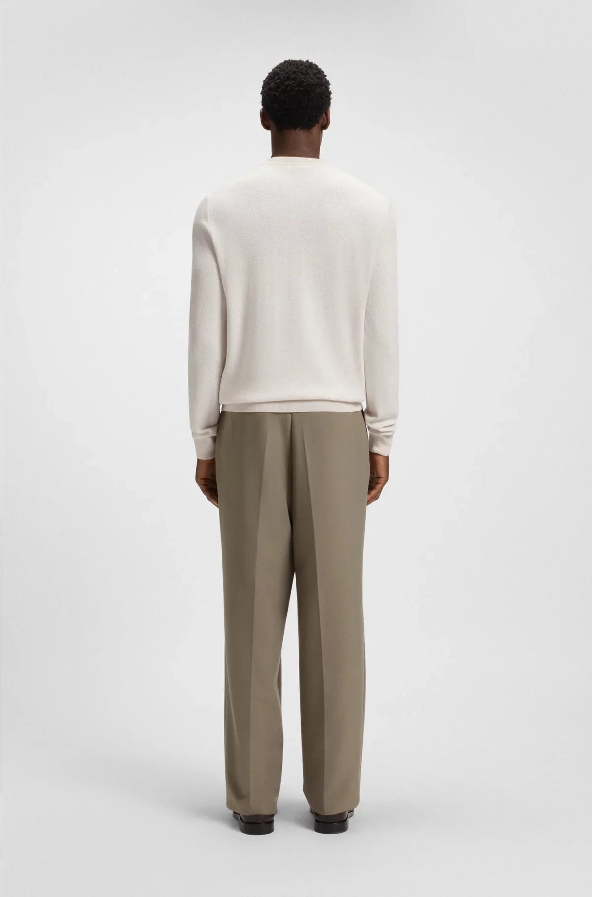 HERRINGBONE-STRUCTURED SWEATER IN VIRGIN WOOL AND COTTON