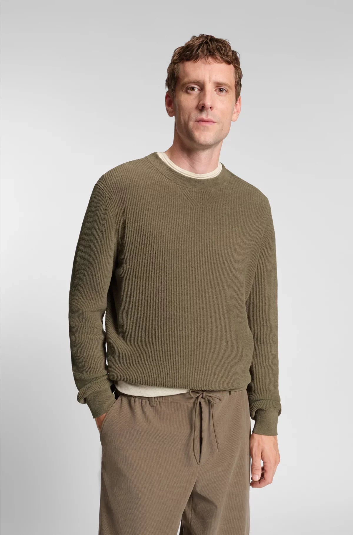 REGULAR-FIT SWEATER WITH CORDUROY RIB