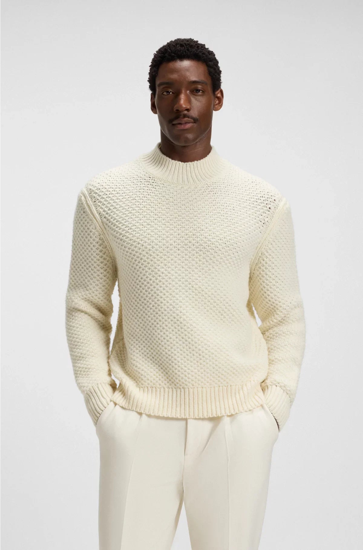 VIRGIN-WOOL SWEATER WITH STRUCTURED KNIT