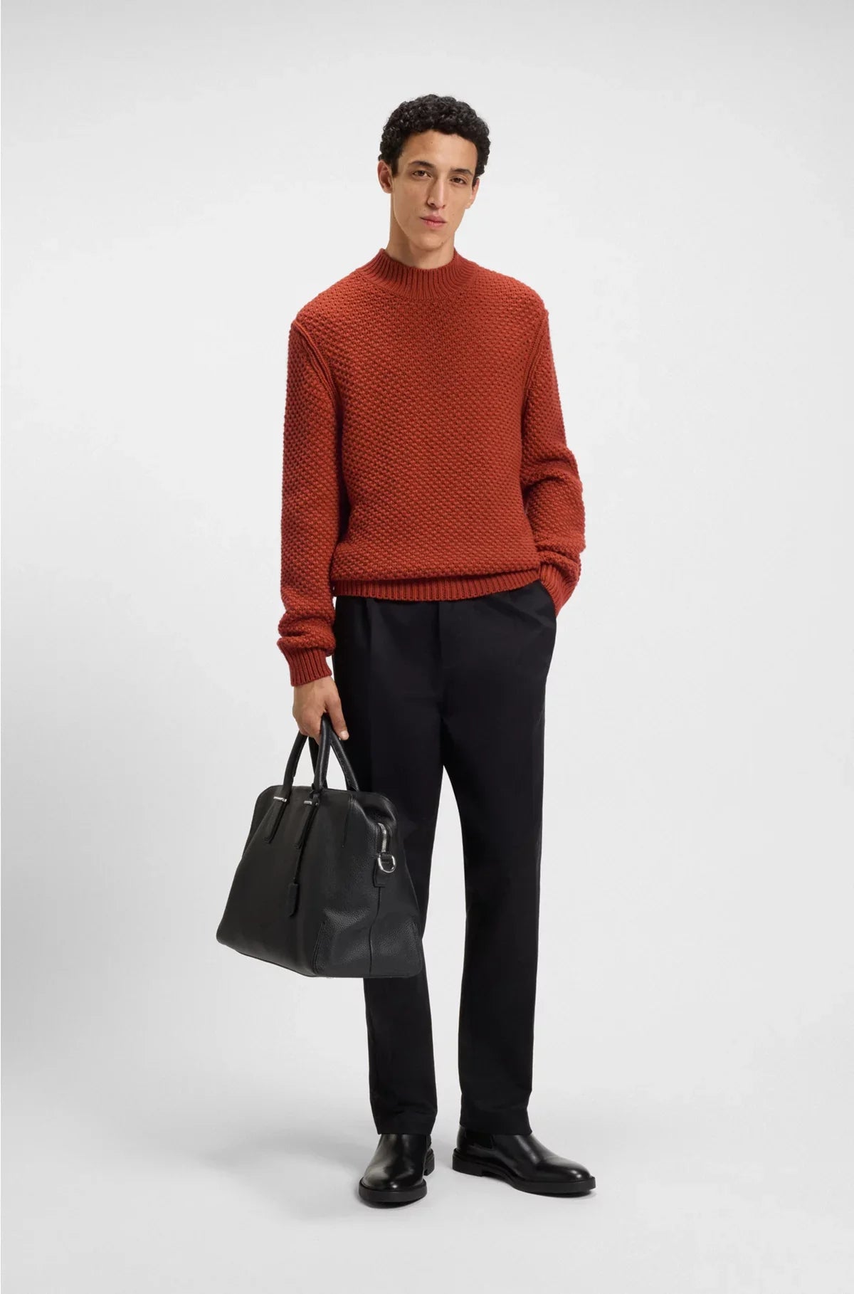 VIRGIN-WOOL SWEATER WITH STRUCTURED KNIT