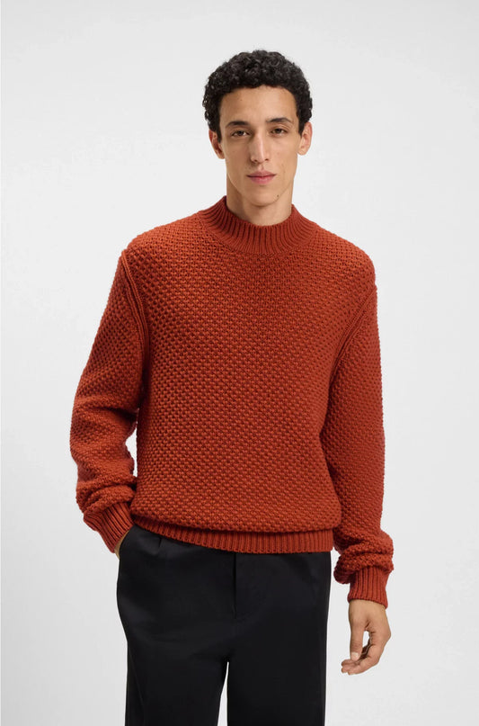VIRGIN-WOOL SWEATER WITH STRUCTURED KNIT