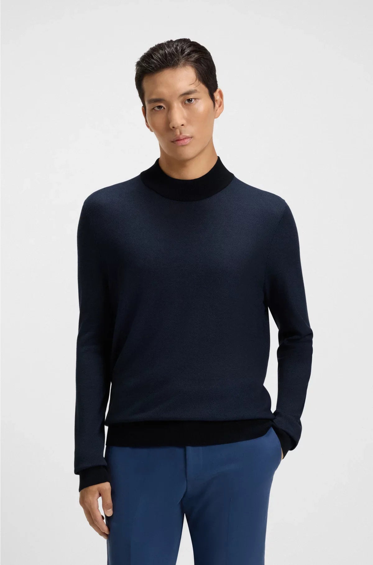 MOCK-NECK SWEATER IN SILK PIQUE