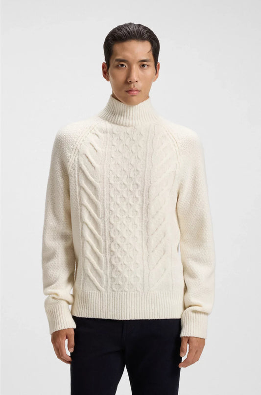 MAGLIONE A TRECCE IN LANA VERGINE E SETA