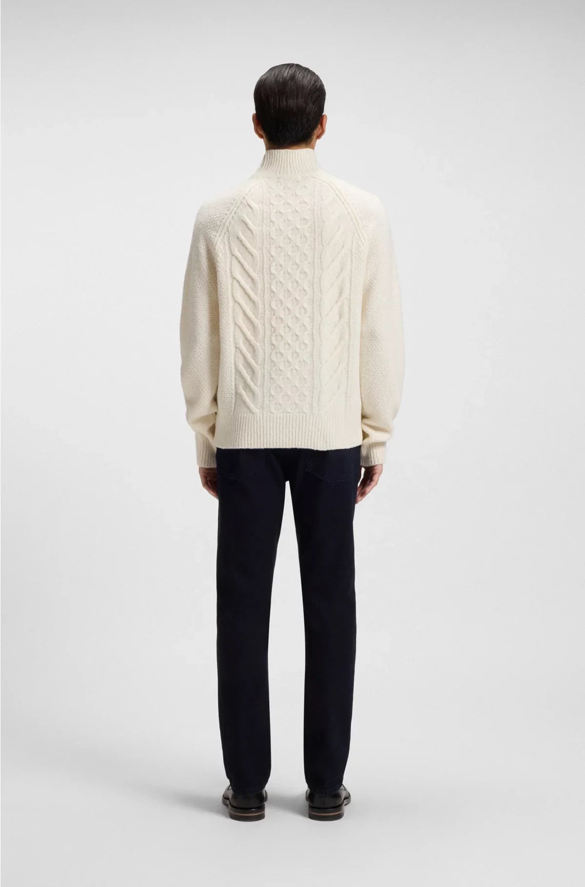 MAGLIONE A TRECCE IN LANA VERGINE E SETA