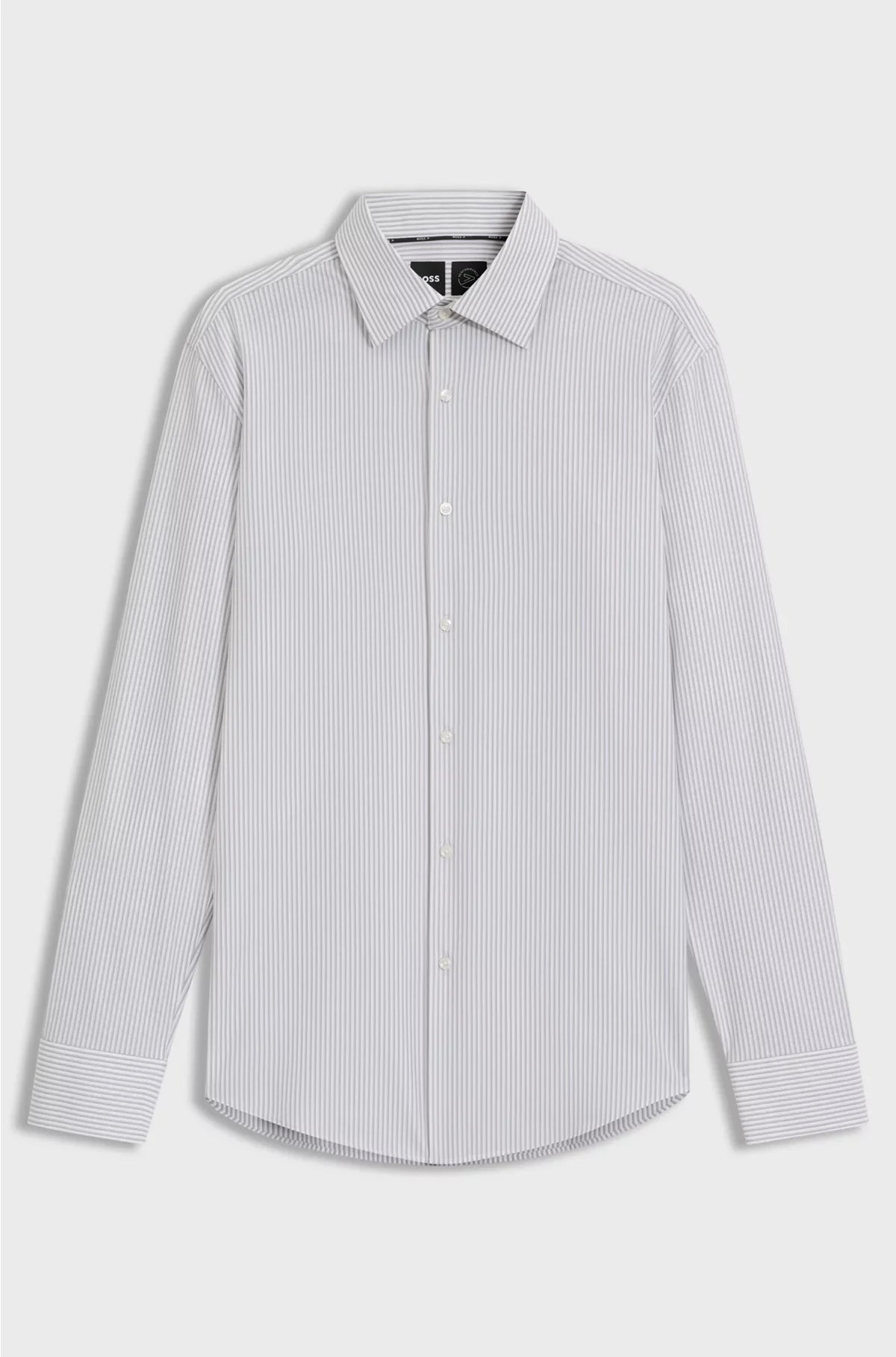 SLIM-FIT SHIRT IN STRIPED PERFORMANCE-STRETCH FABRIC