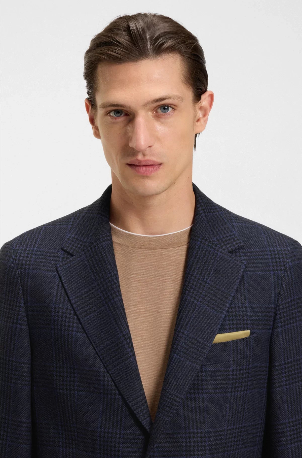 REGULAR-FIT BLAZER IN CHECKED WOOL AND CASHMERE
