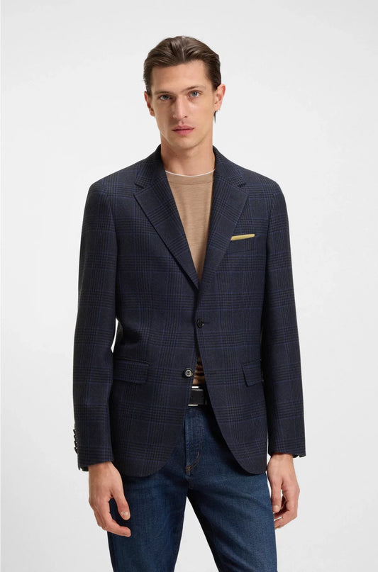 REGULAR-FIT BLAZER IN CHECKED WOOL AND CASHMERE