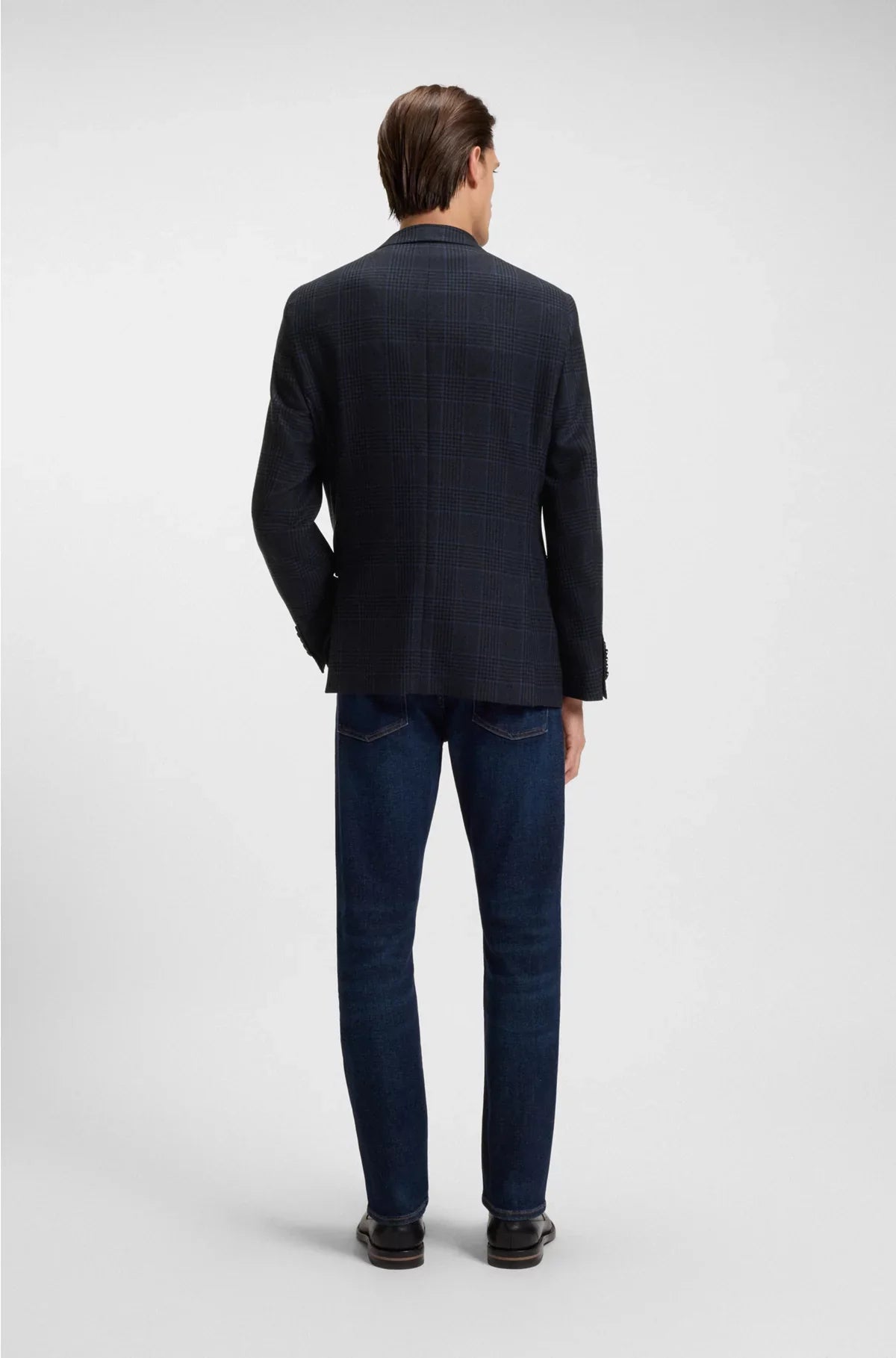 REGULAR-FIT BLAZER IN CHECKED WOOL AND CASHMERE
