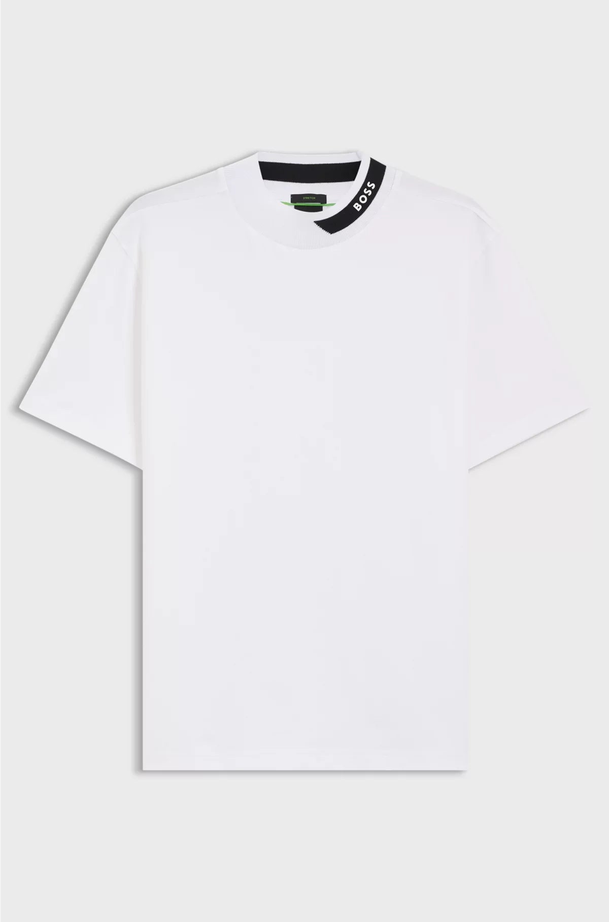 STRETCH-COTTON T-SHIRT WITH LOGO COLLAR