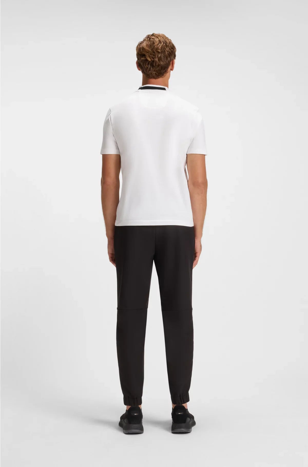 STRETCH-COTTON T-SHIRT WITH LOGO COLLAR