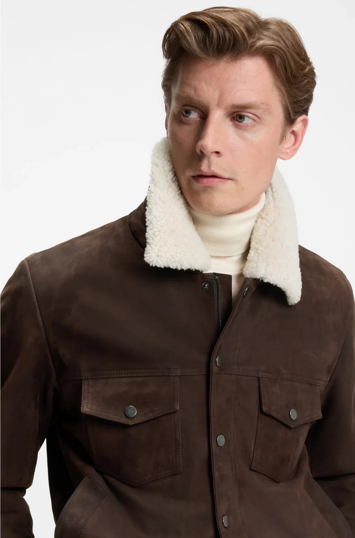 LEATHER JACKET WITH FUR COLLAR