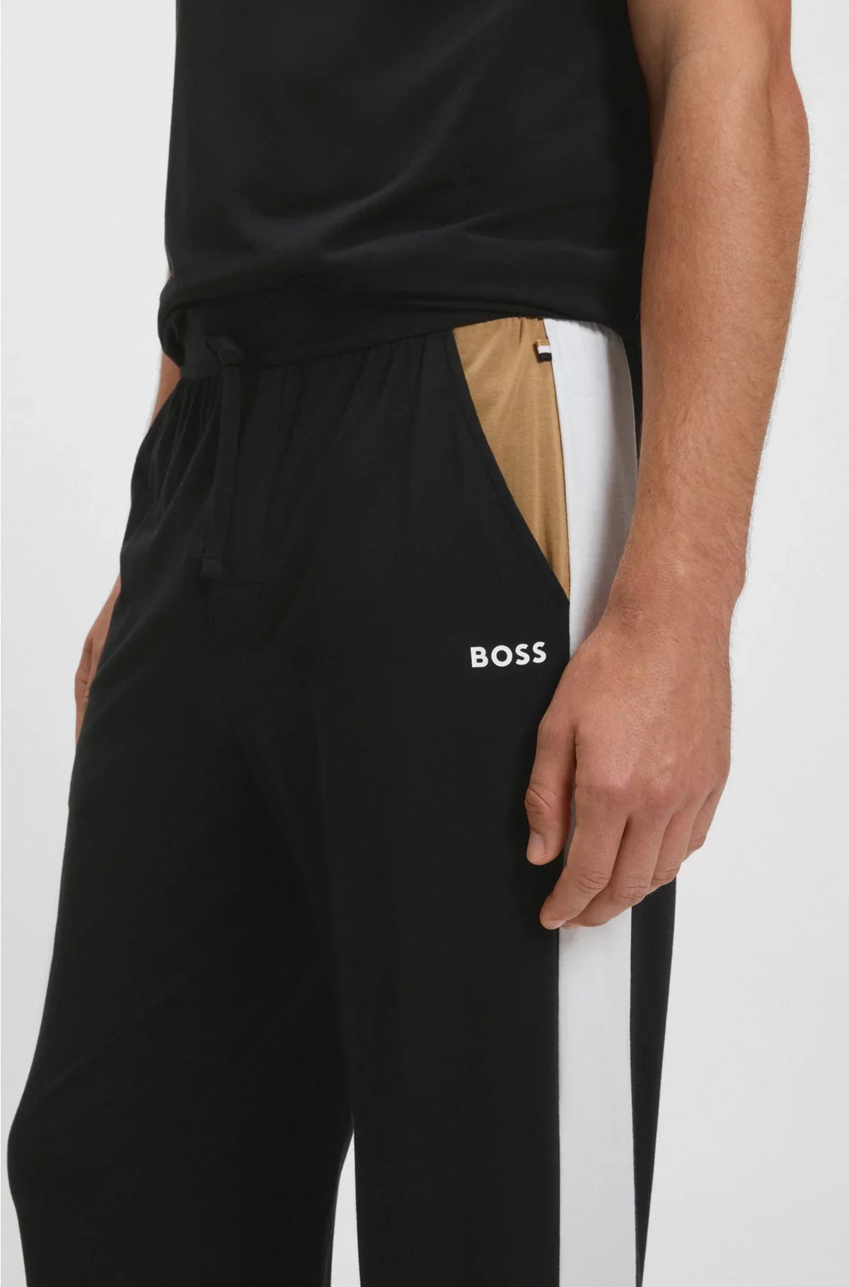 COTTON-BLEND PYJAMA BOTTOMS WITH CONTRAST PANELS