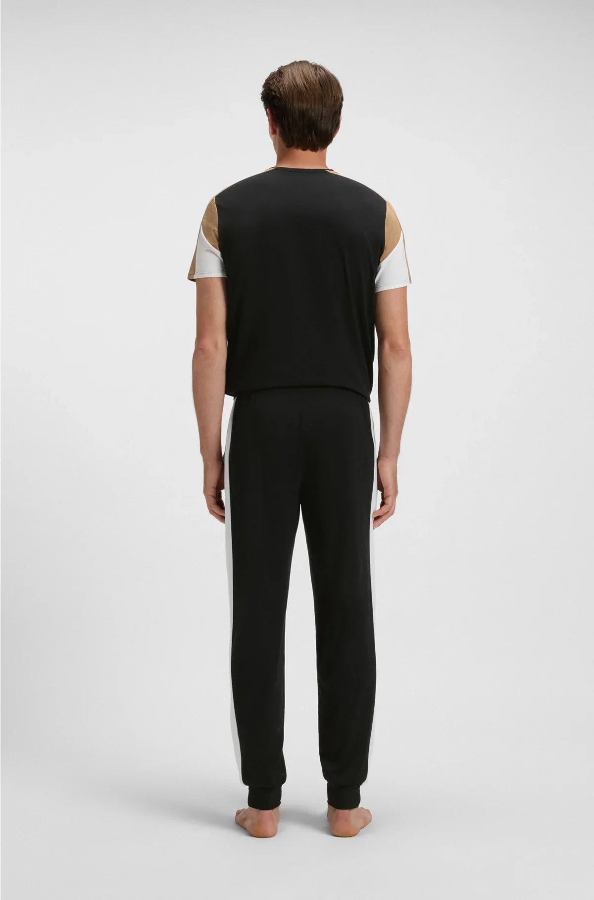 COTTON-BLEND PYJAMA BOTTOMS WITH CONTRAST PANELS