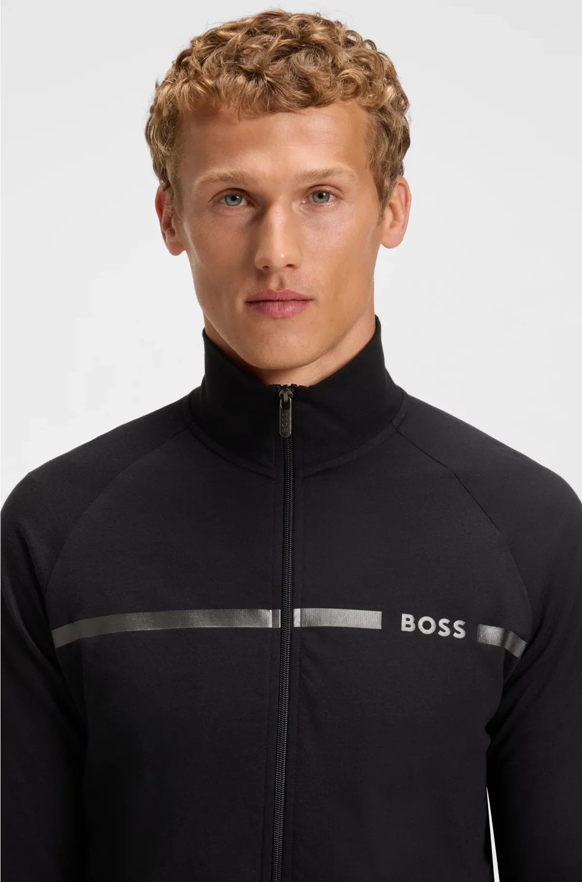COTTON-TERRY JACKET WITH STRIPE AND LOGO