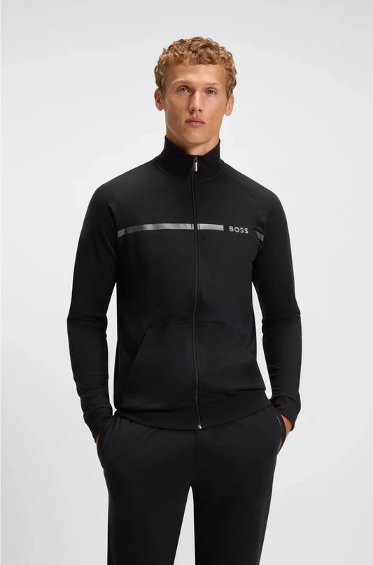 COTTON-TERRY JACKET WITH STRIPE AND LOGO