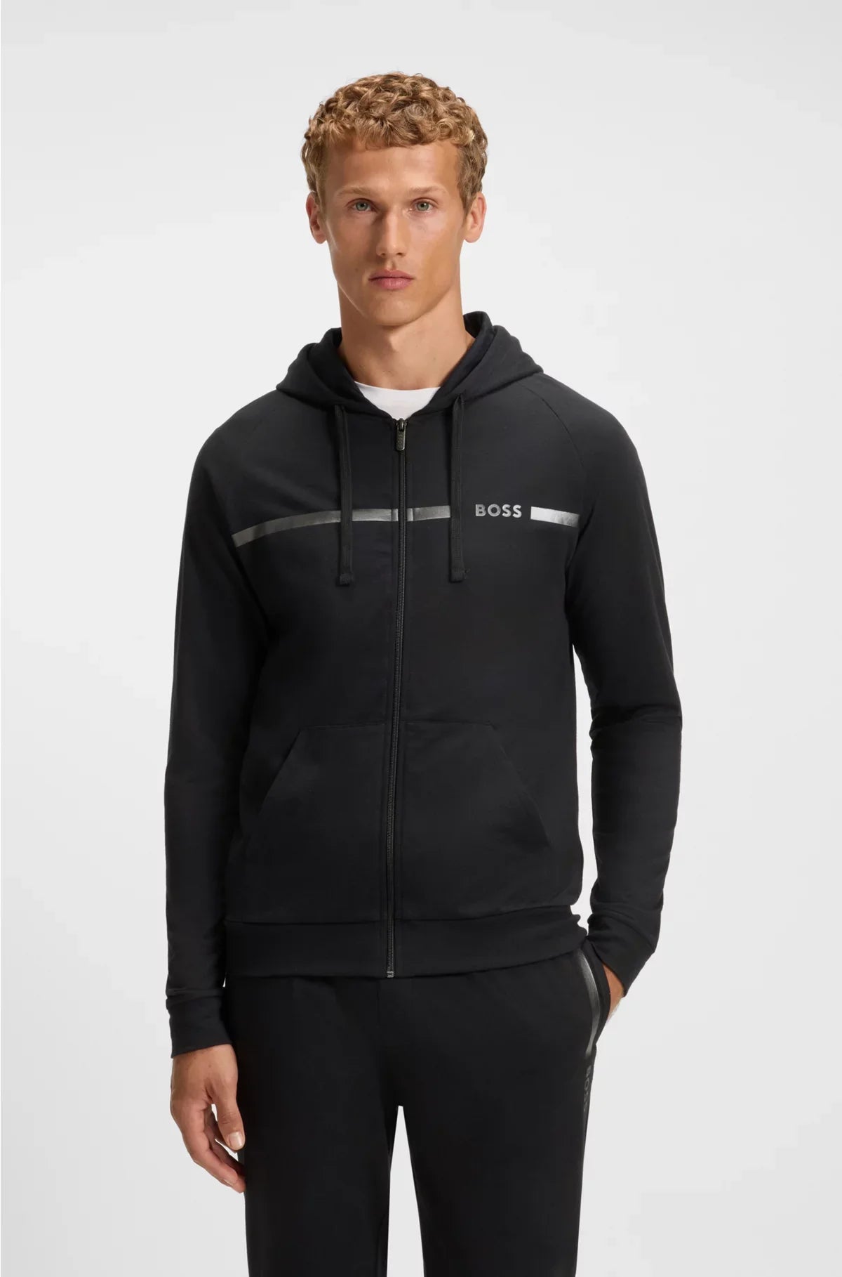 COTTON-TERRY JACKET WITH LOGO AND STRIPE