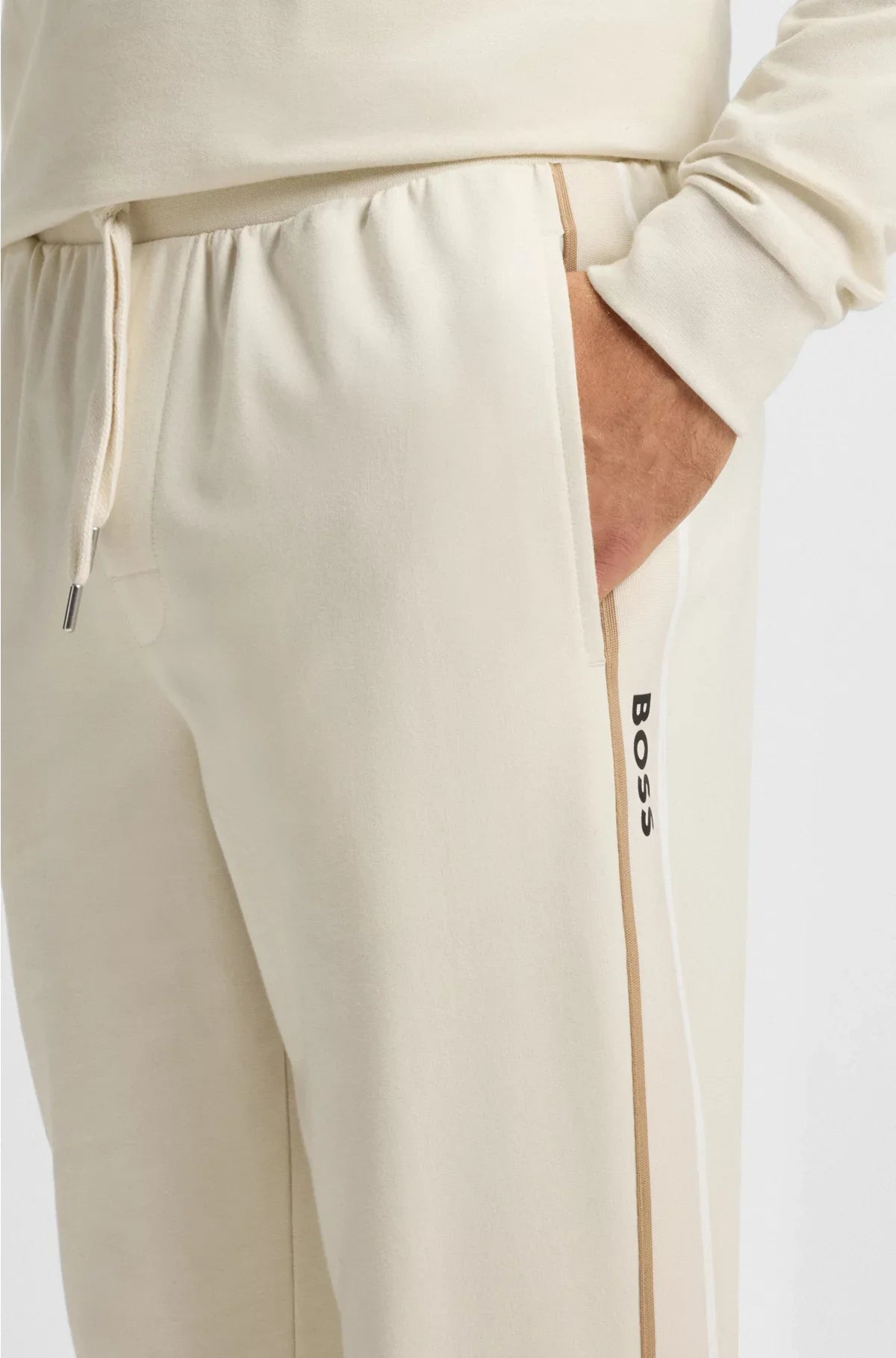 COTTON-TERRY TRACKSUIT BOTTOMS WITH TAPE AND LOGO