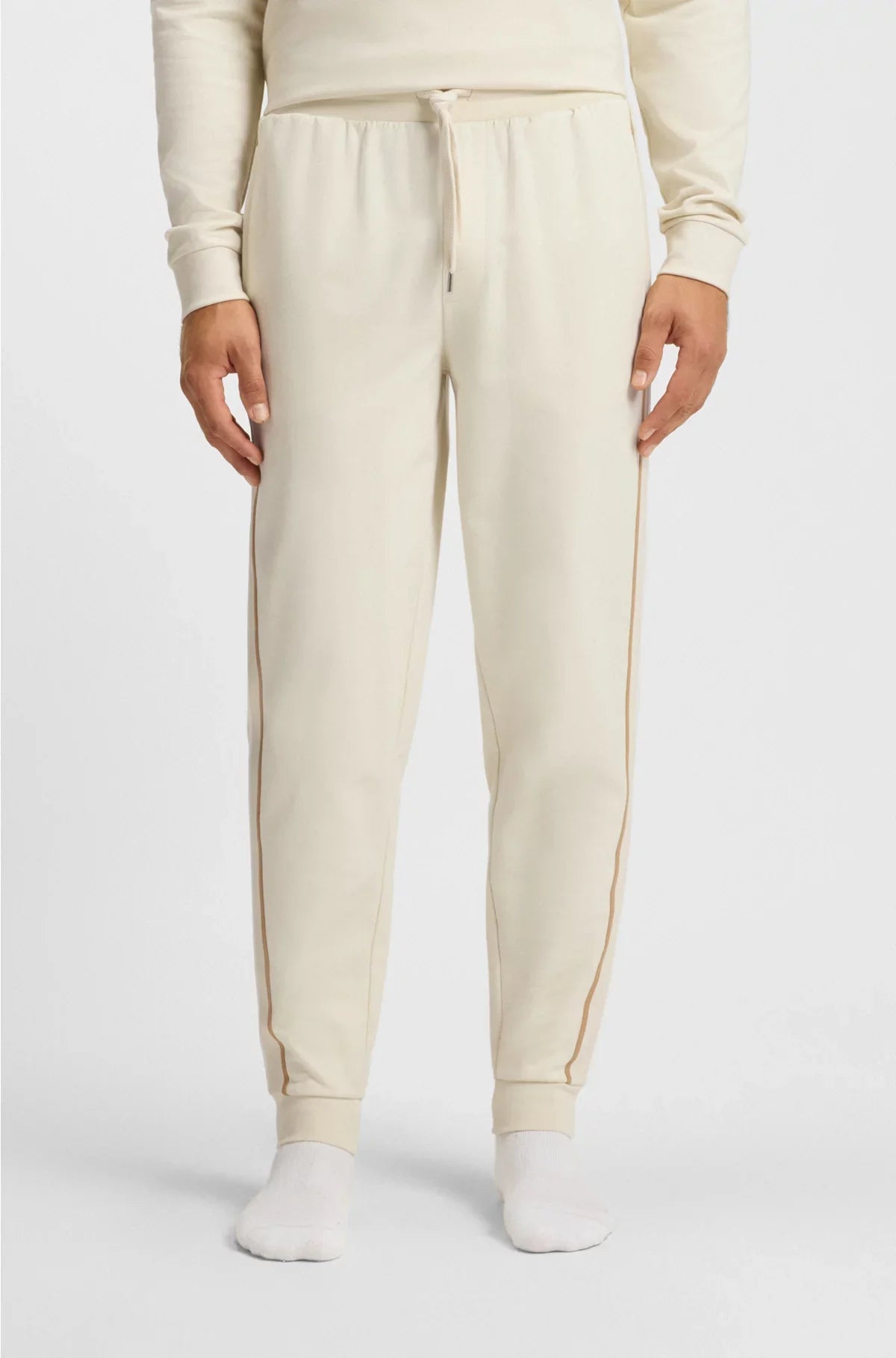 COTTON-TERRY TRACKSUIT BOTTOMS WITH TAPE AND LOGO