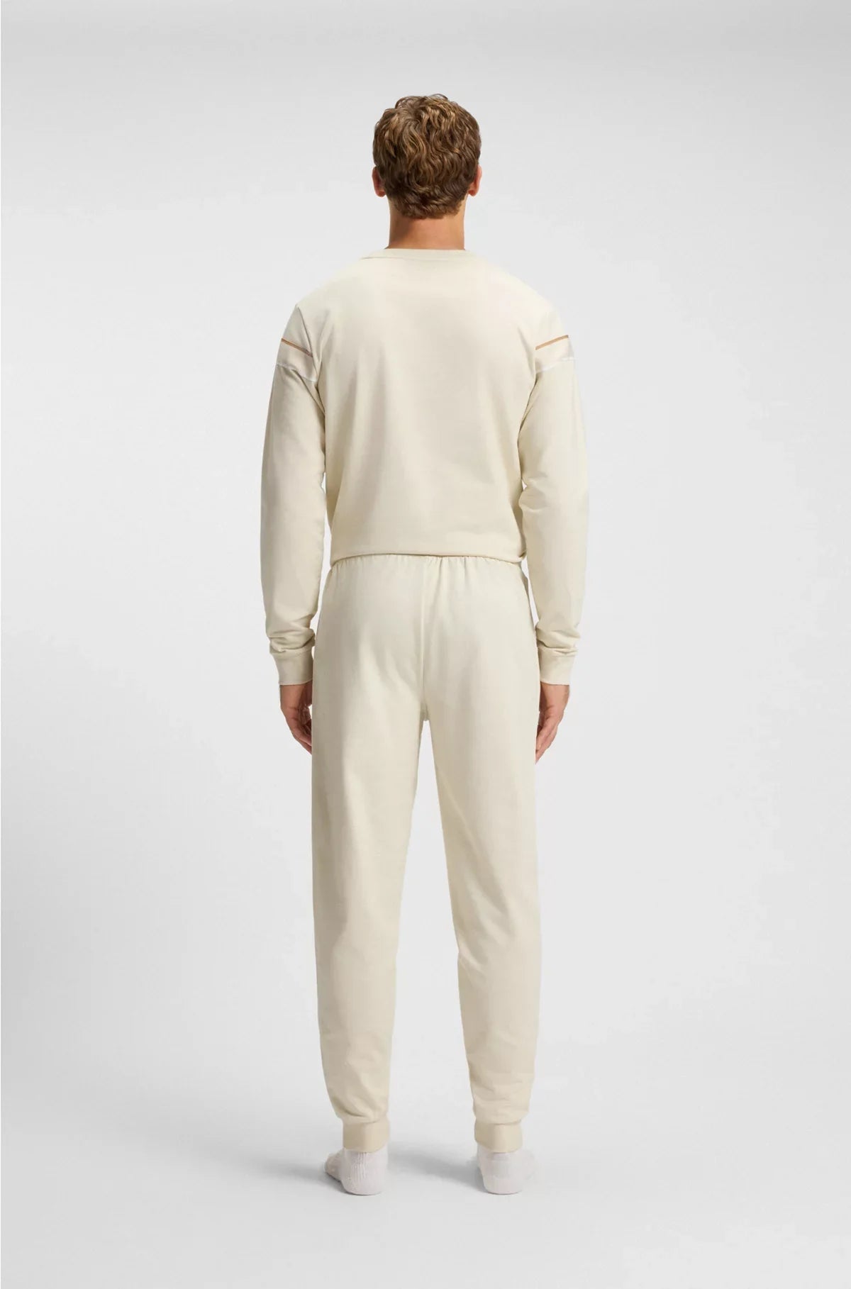 COTTON-TERRY TRACKSUIT BOTTOMS WITH TAPE AND LOGO