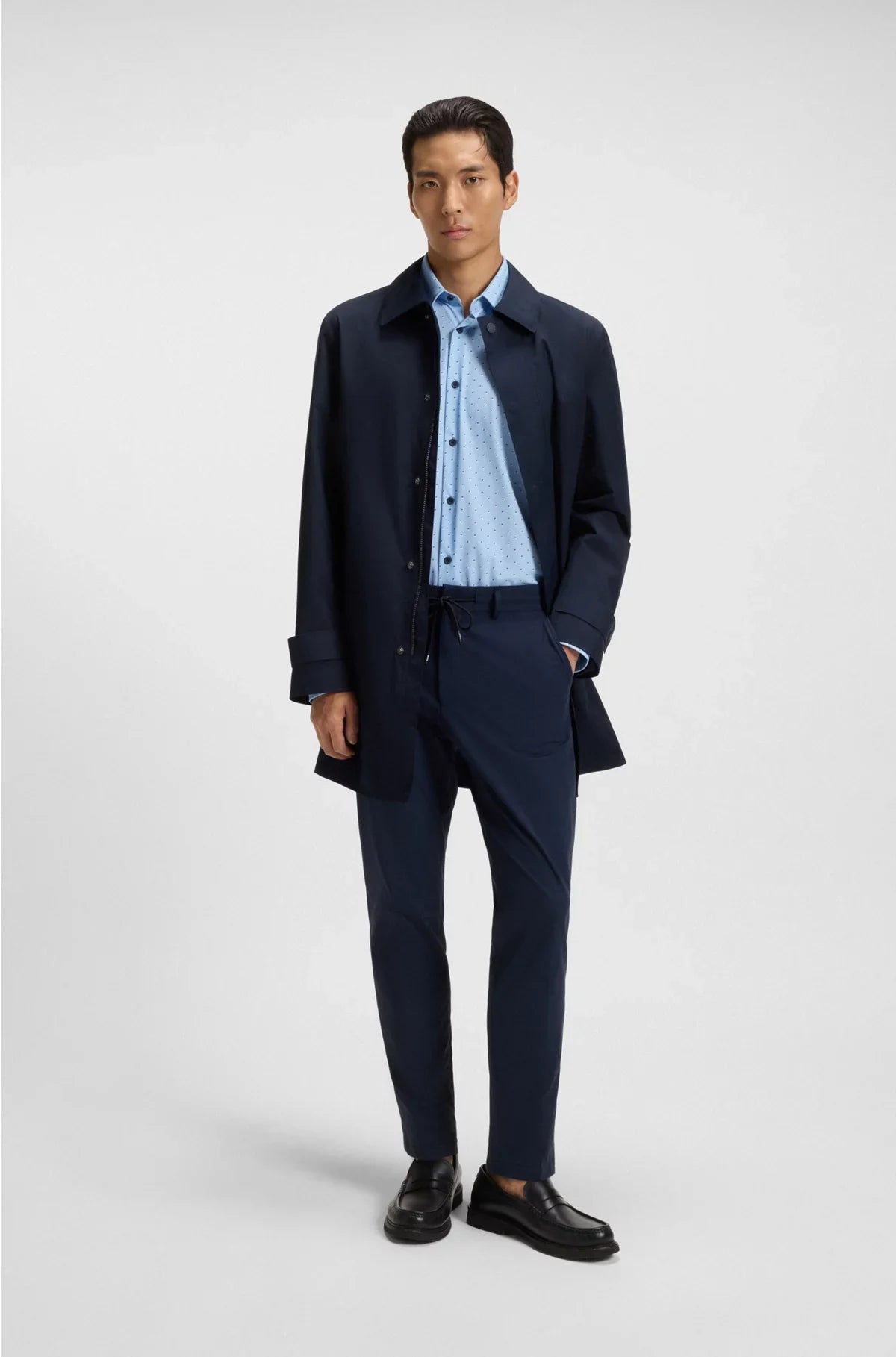 SLIM-FIT SHIRT IN PRINTED PERFORMANCE-STRETCH JERSEY