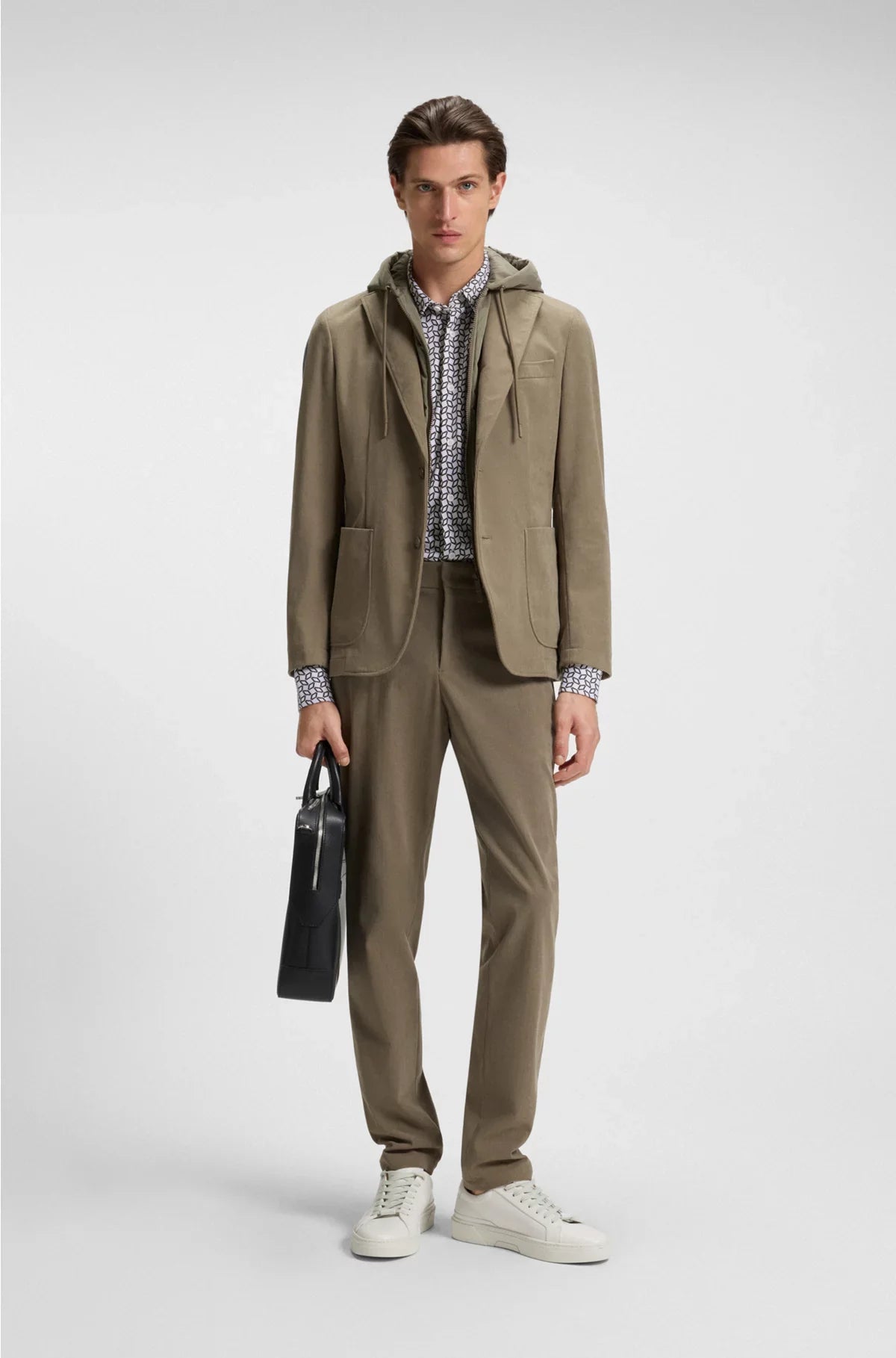 SLIM-FIT SHIRT IN A PRINTED COTTON BLEND