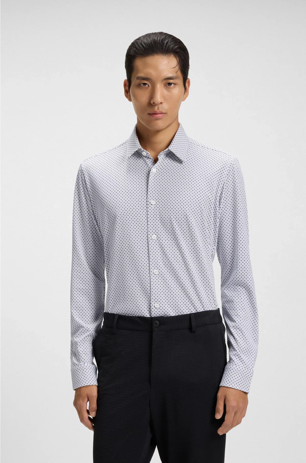 SLIM-FIT SHIRT IN A PRINTED COTTON BLEND