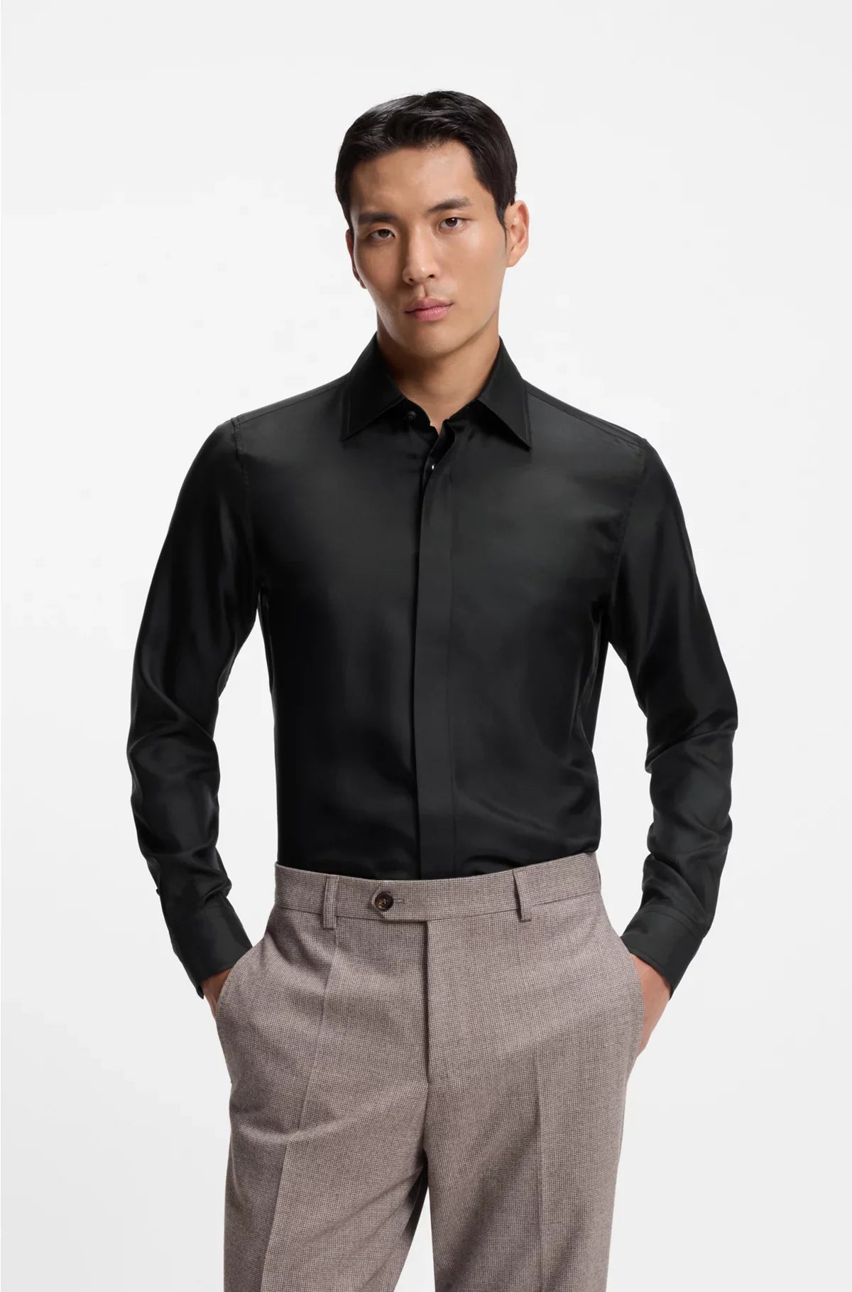 SLIM-FIT SHIRT IN ITALIAN-MADE SILK TWILL