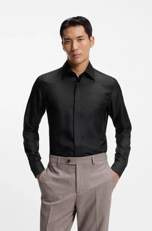 SLIM-FIT SHIRT IN ITALIAN-MADE SILK TWILL