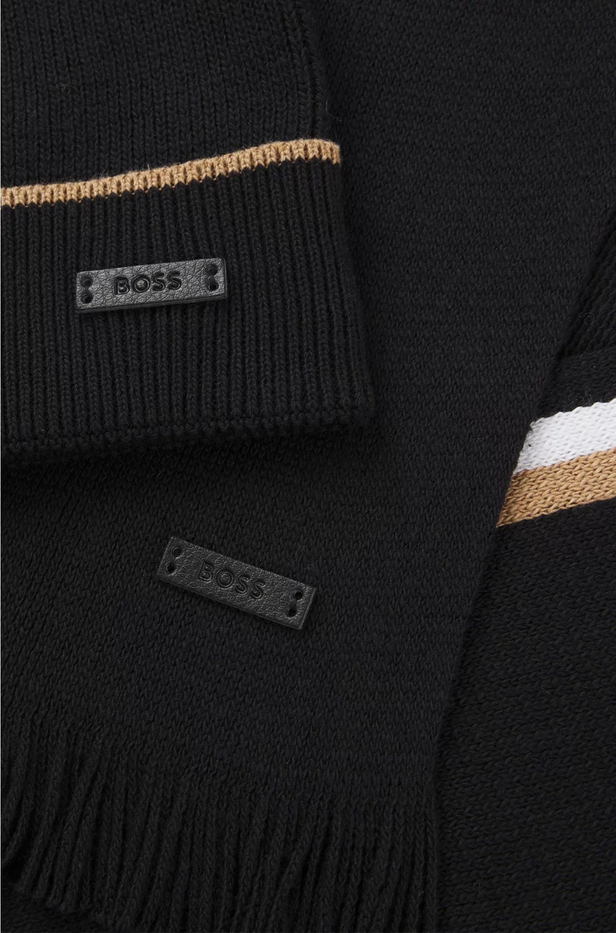 HAT AND SCARF GIFT SET WITH STRIPE DETAILS
