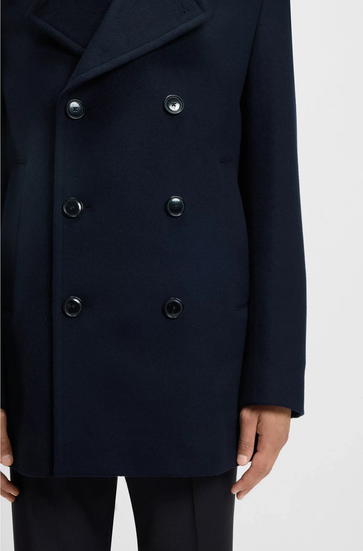 SLIM-FIT PEACOAT IN WOOL AND CASHMERE