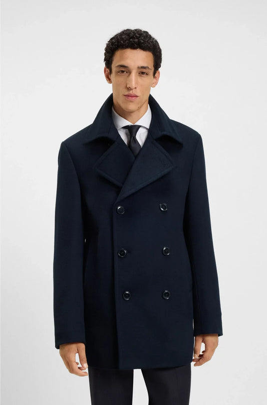 SLIM-FIT PEACOAT IN WOOL AND CASHMERE