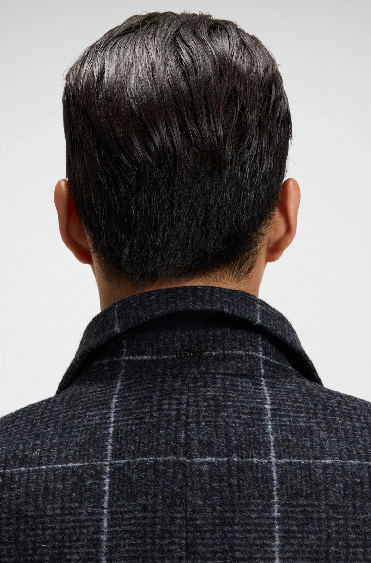 Cappotto slim fit a quadri in tinta unita