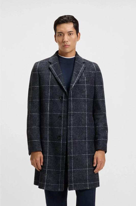 SLIM-FIT COAT WITH PLAIN CHECK
