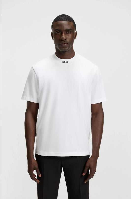 RELAXED-FIT T-SHIRT IN STRETCH COTTON WITH LOGO COLLAR