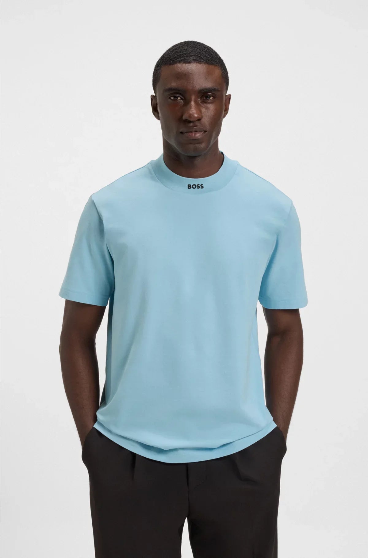 RELAXED-FIT T-SHIRT IN STRETCH COTTON WITH LOGO COLLAR