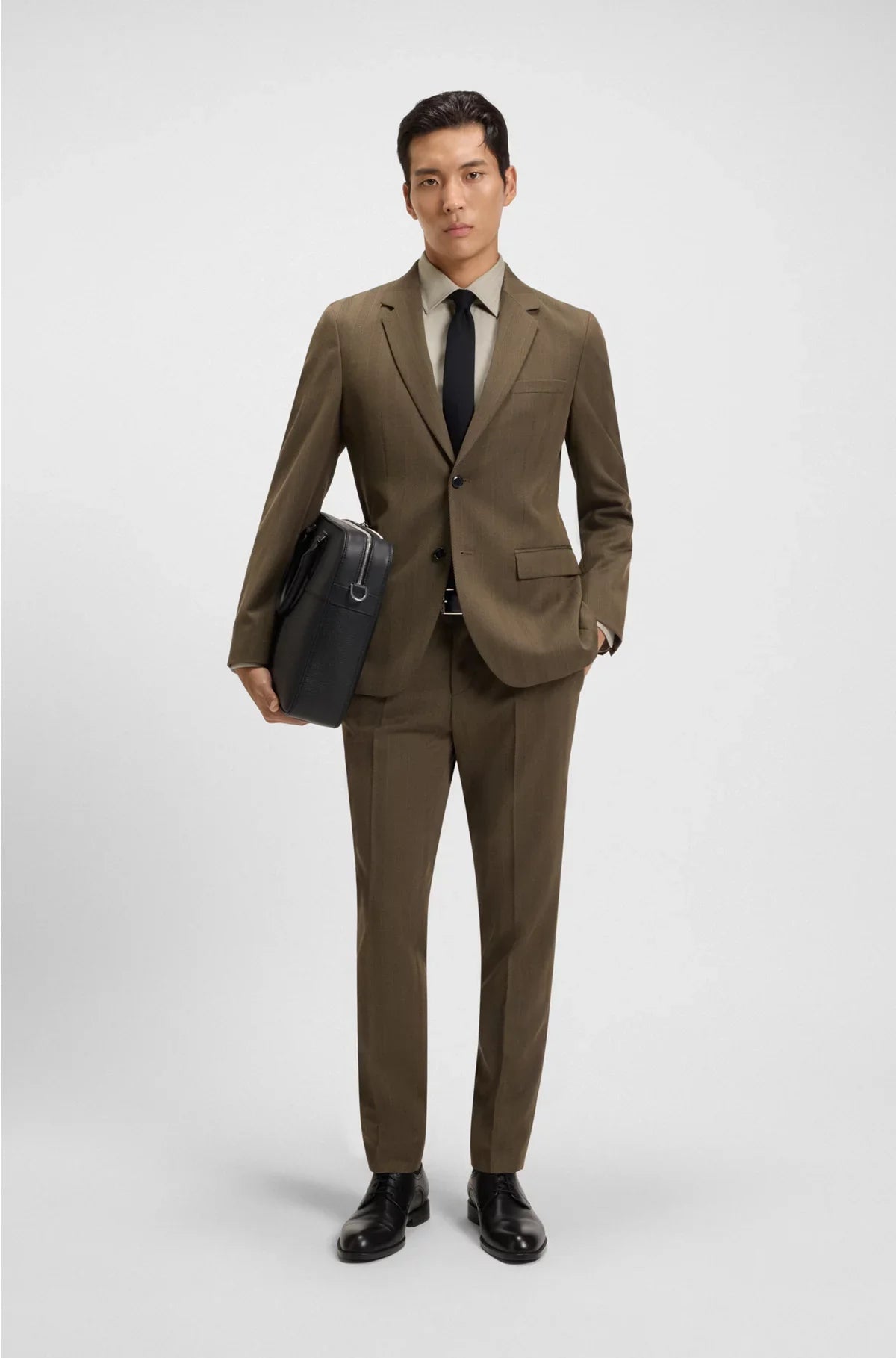 SLIM-FIT SHIRT IN HERRINGBONE TWILL