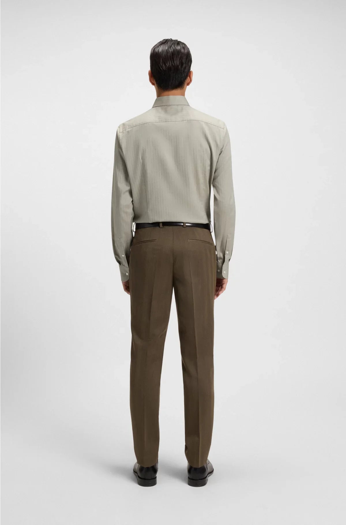 SLIM-FIT SHIRT IN HERRINGBONE TWILL