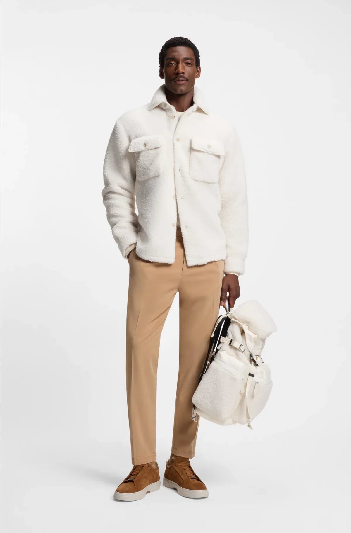 RELAXED-FIT OVERSHIRT IN TEDDY FABRIC