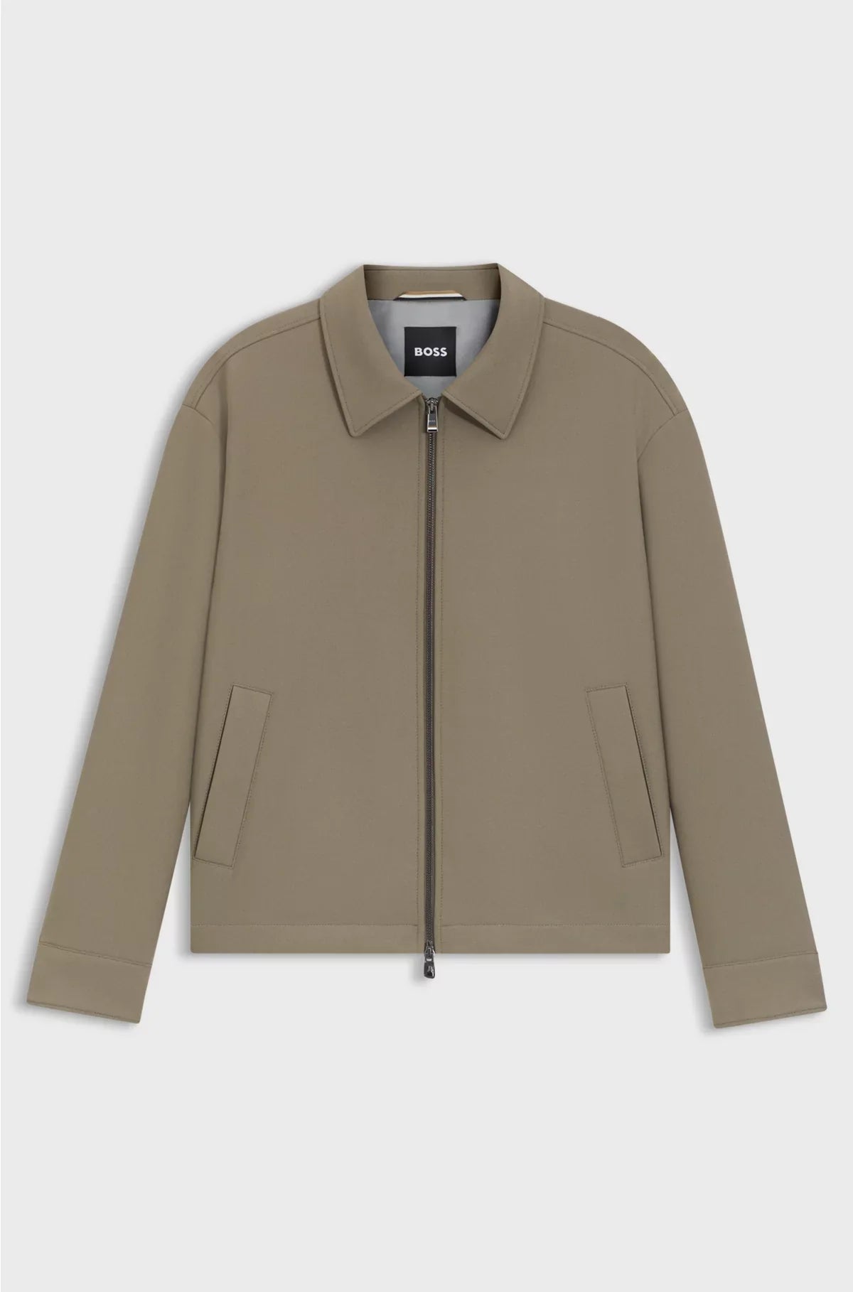 RELAXED-FIT JACKET IN STRETCH FABRIC WITH WING COLLAR