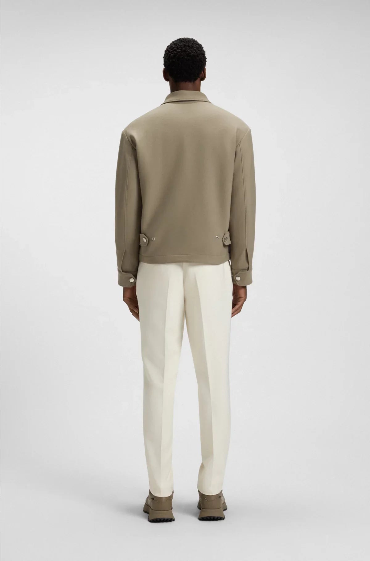 RELAXED-FIT JACKET IN STRETCH FABRIC WITH WING COLLAR