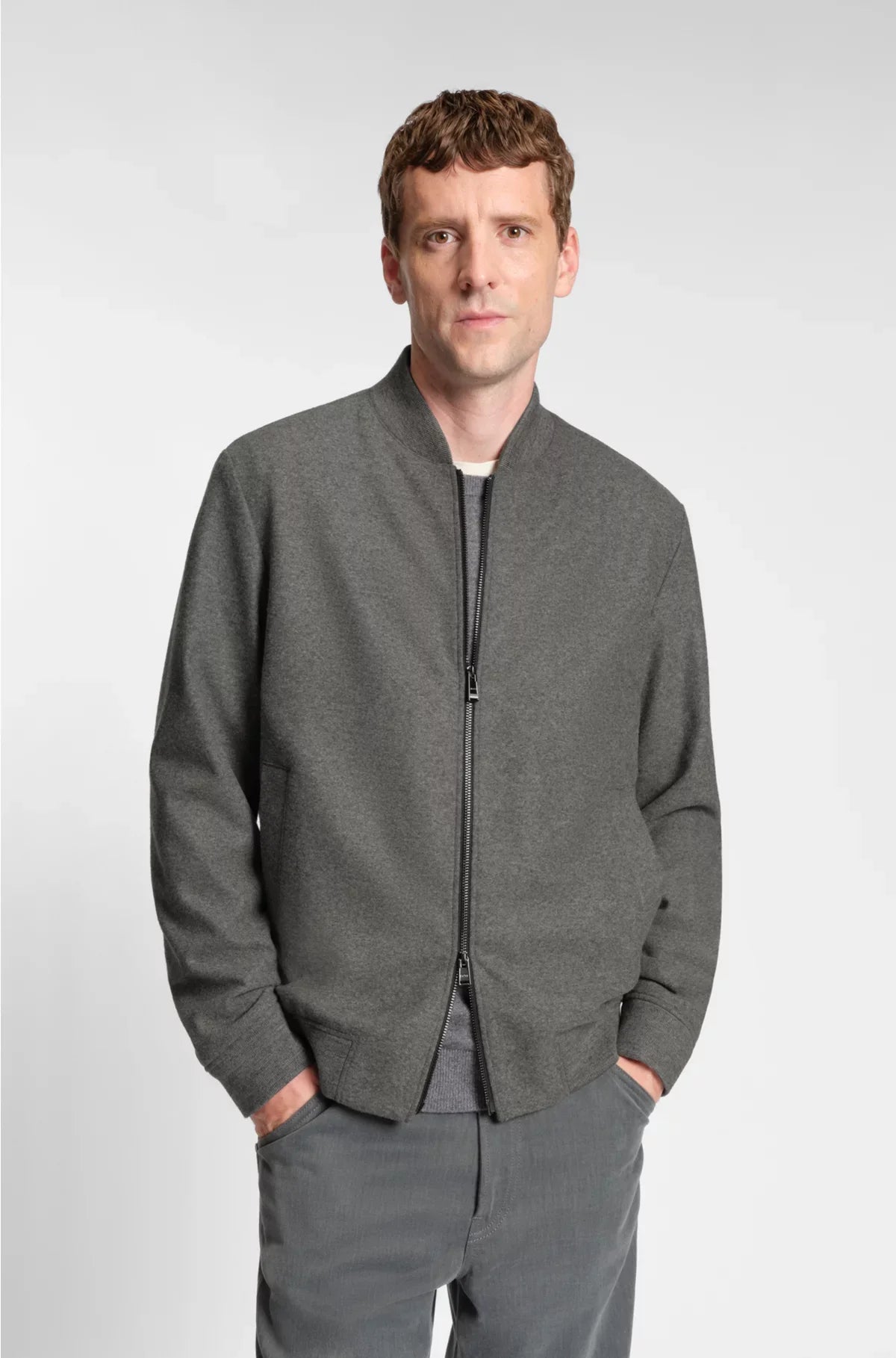 SLIM-FIT JACKET IN BRUSHED STRETCH FLANNEL