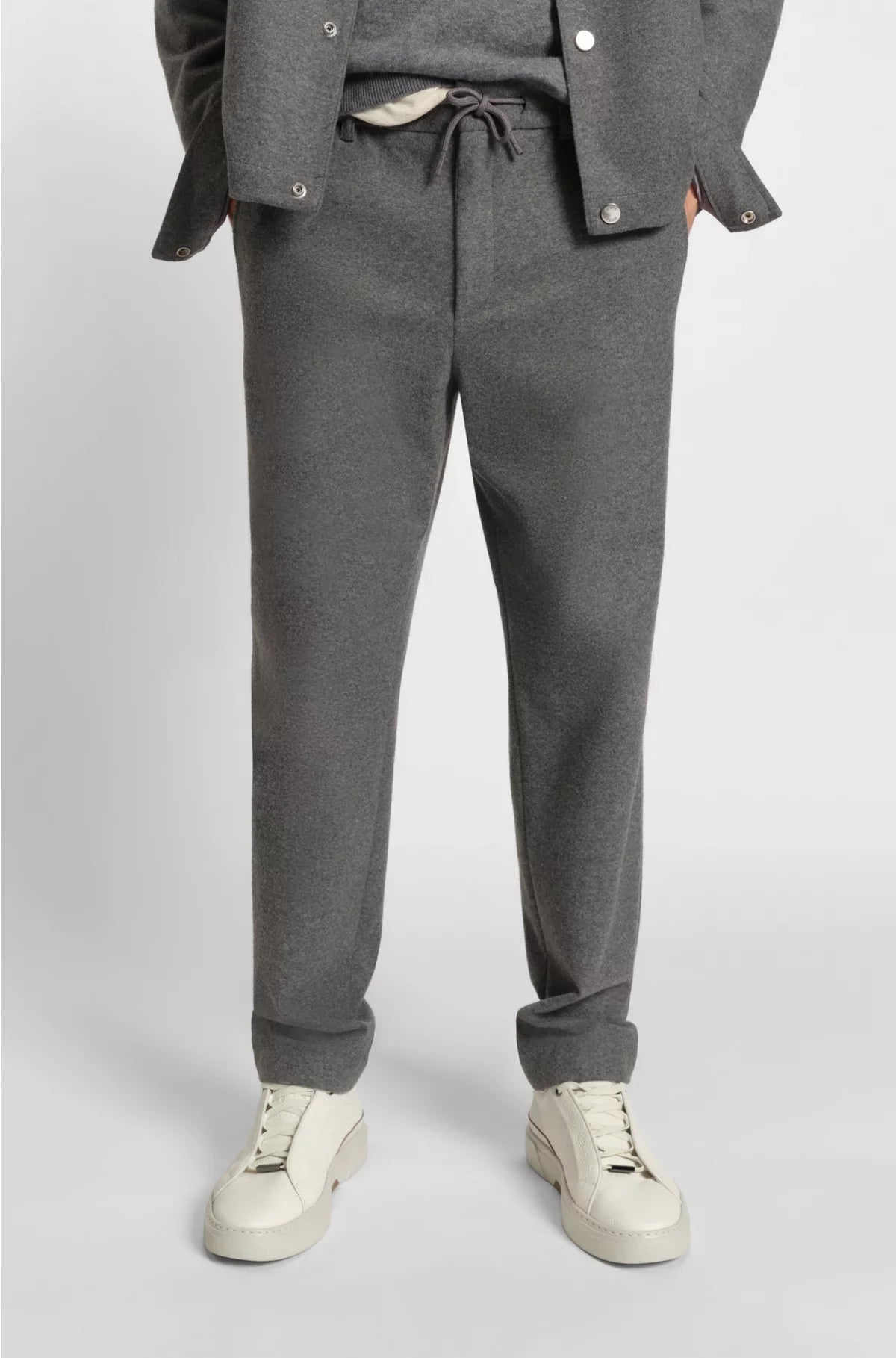 TAPERED-FIT TROUSERS IN BRUSHED STRETCH FLANNEL
