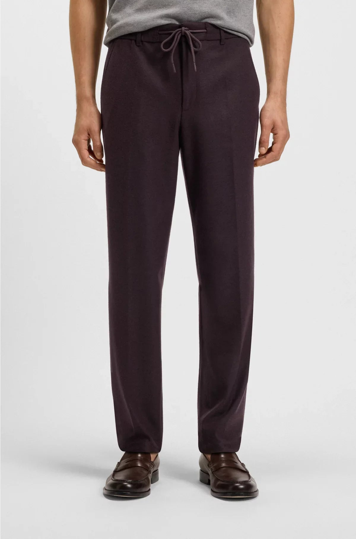 TAPERED-FIT TROUSERS IN BRUSHED STRETCH FLANNEL