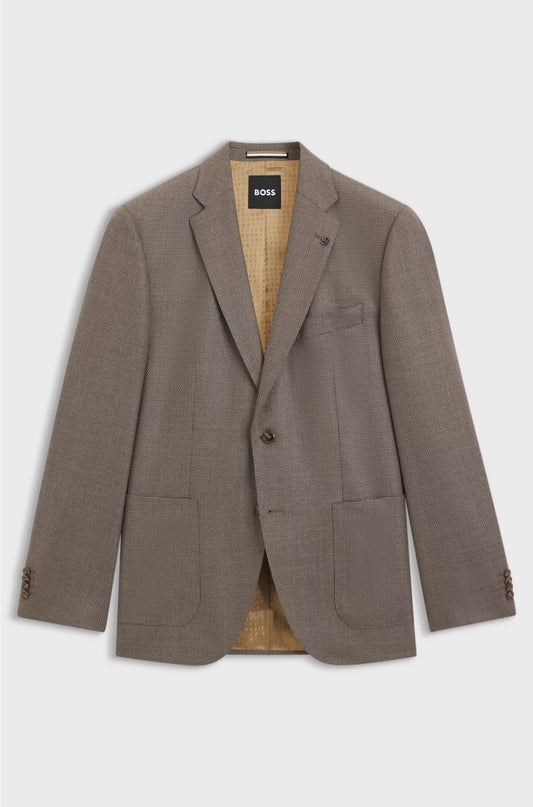 REGULAR-FIT BLAZER IN PATTERNED VIRGIN WOOL