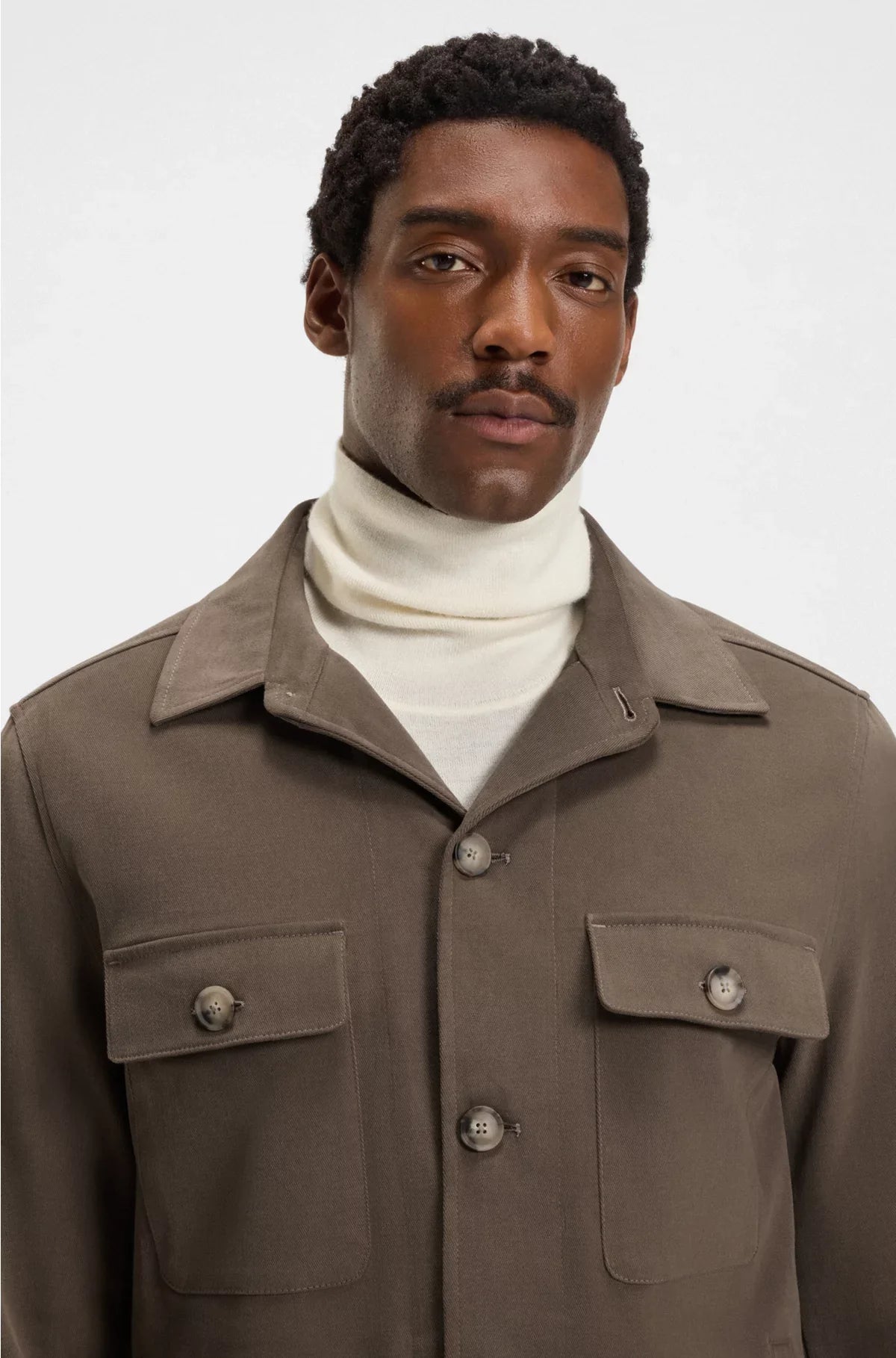 RELAXED-FIT OVERSHIRT IN MERCERISED STRETCH COTTON
