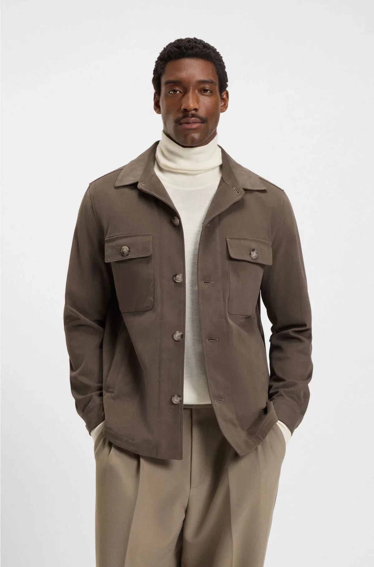 RELAXED-FIT OVERSHIRT IN MERCERISED STRETCH COTTON