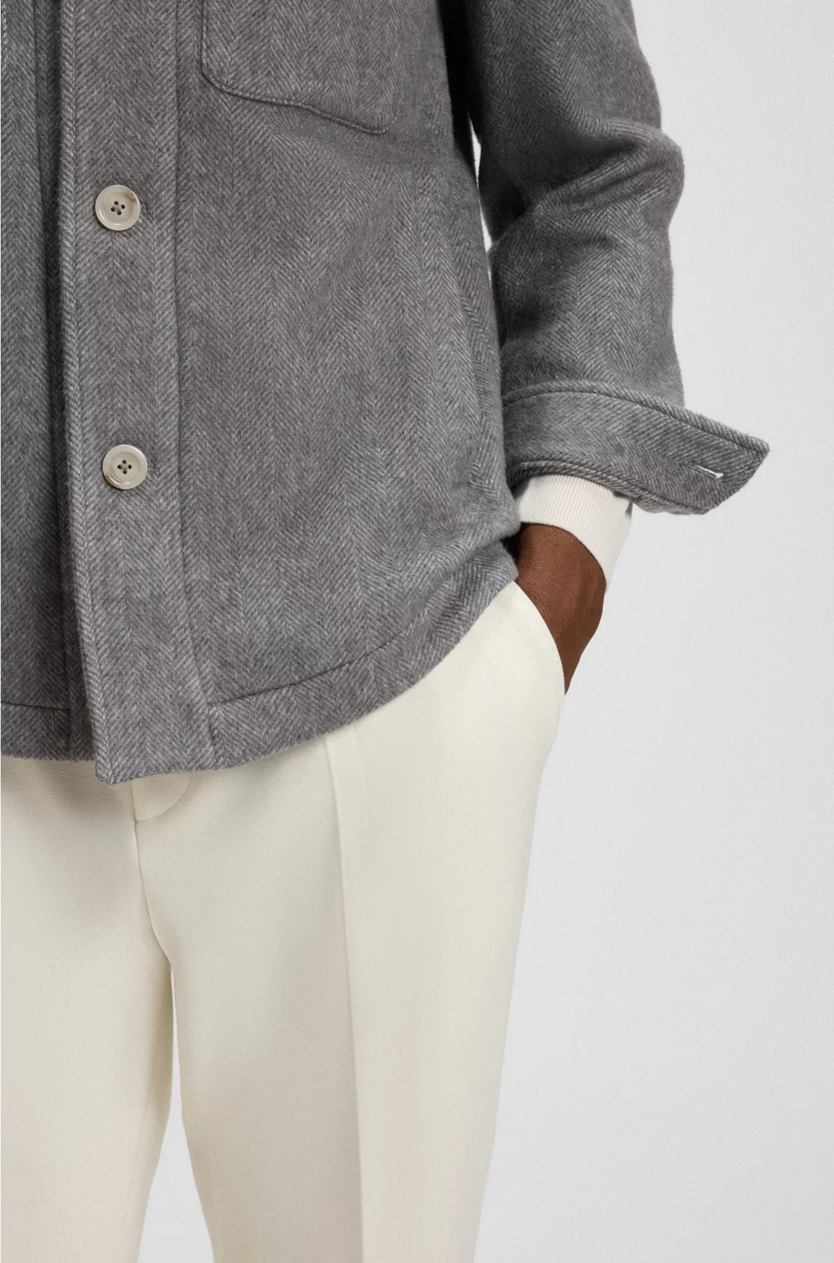 RELAXED-FIT OVERSHIRT IN HERRINGBONE FABRIC